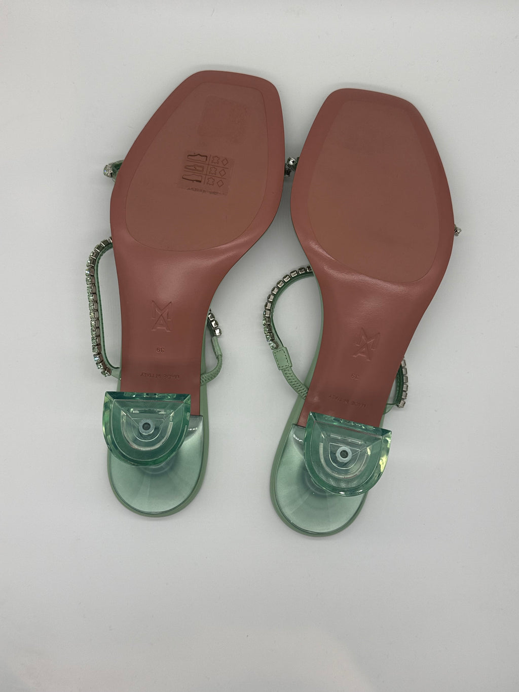 Amina Muaddi Gilda Glass Slippers 70mm in Mint - Size 39 Brand New