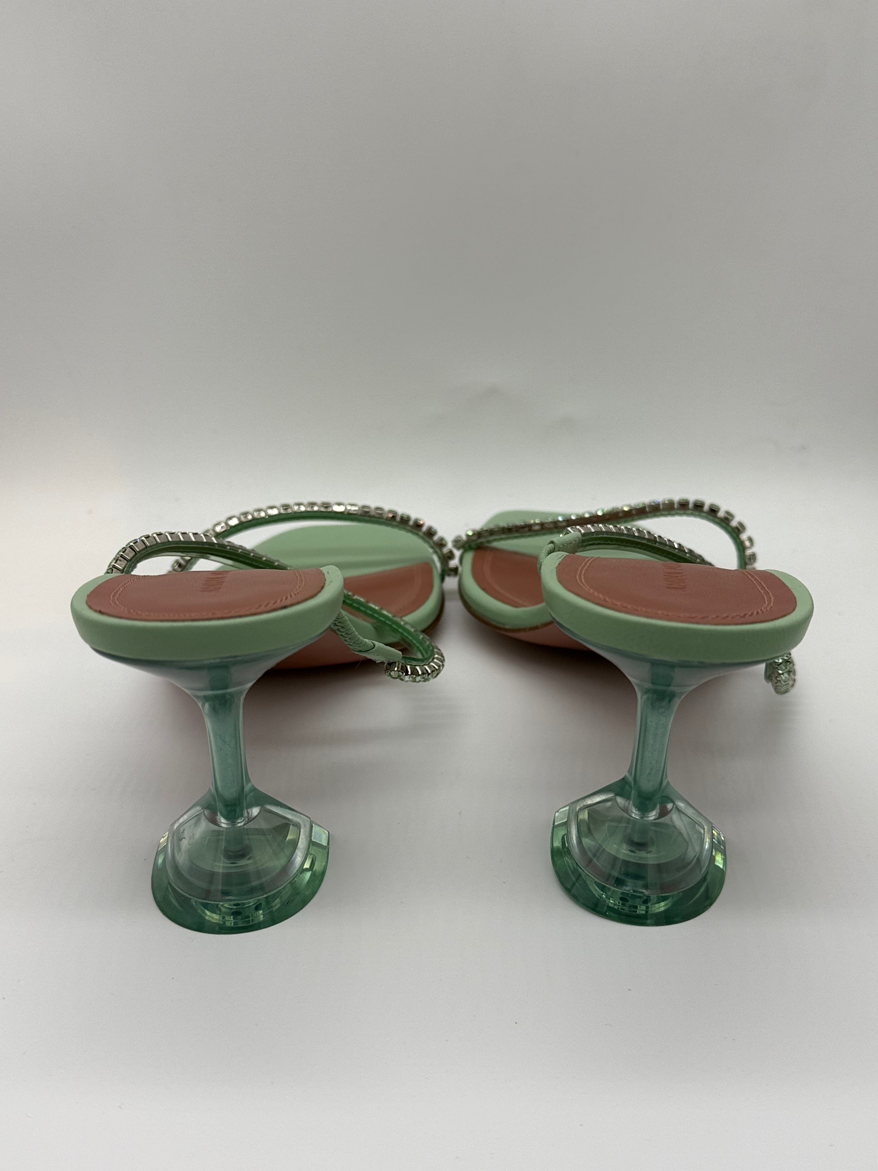 Amina Muaddi Gilda Glass Slippers 70mm in Mint - Size 39 Brand New