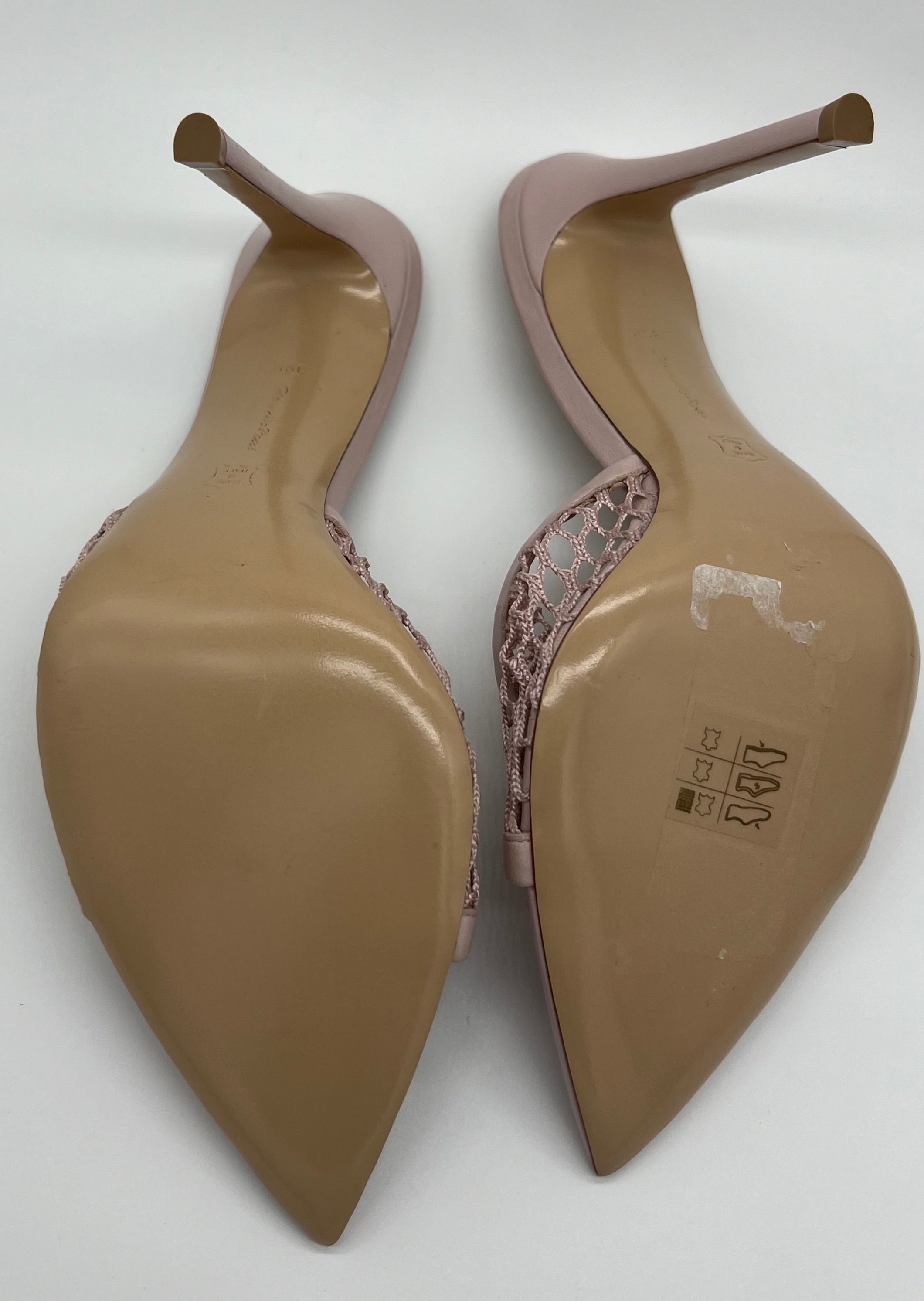Gianvito Rossi Alisia Mesh & Leather in Mules Rosa Pink - Size 39.5 *Brand New*
