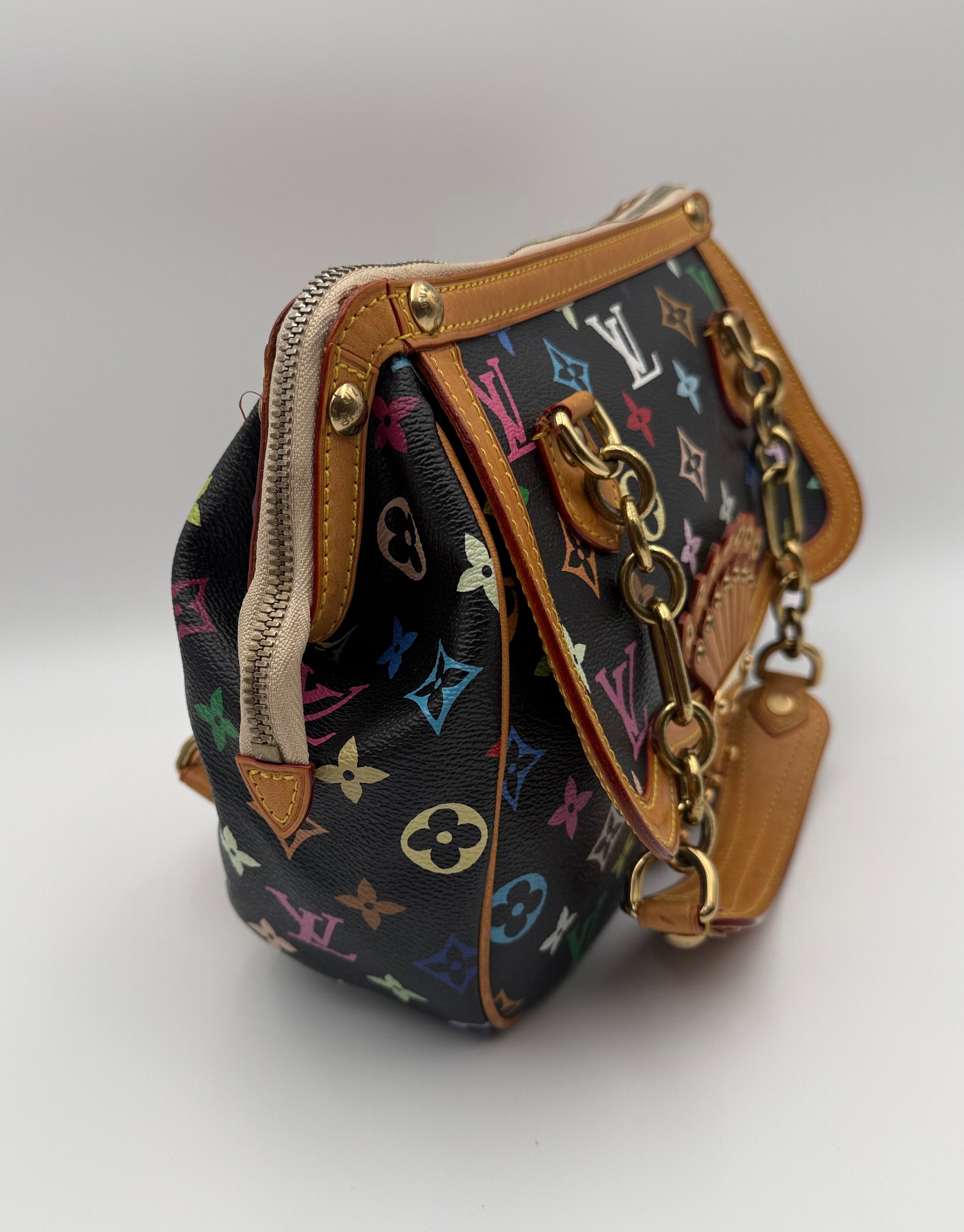 Rare Vintage Louis Vuitton Gracie MM Murakami Bag Black Multicolor Monogram