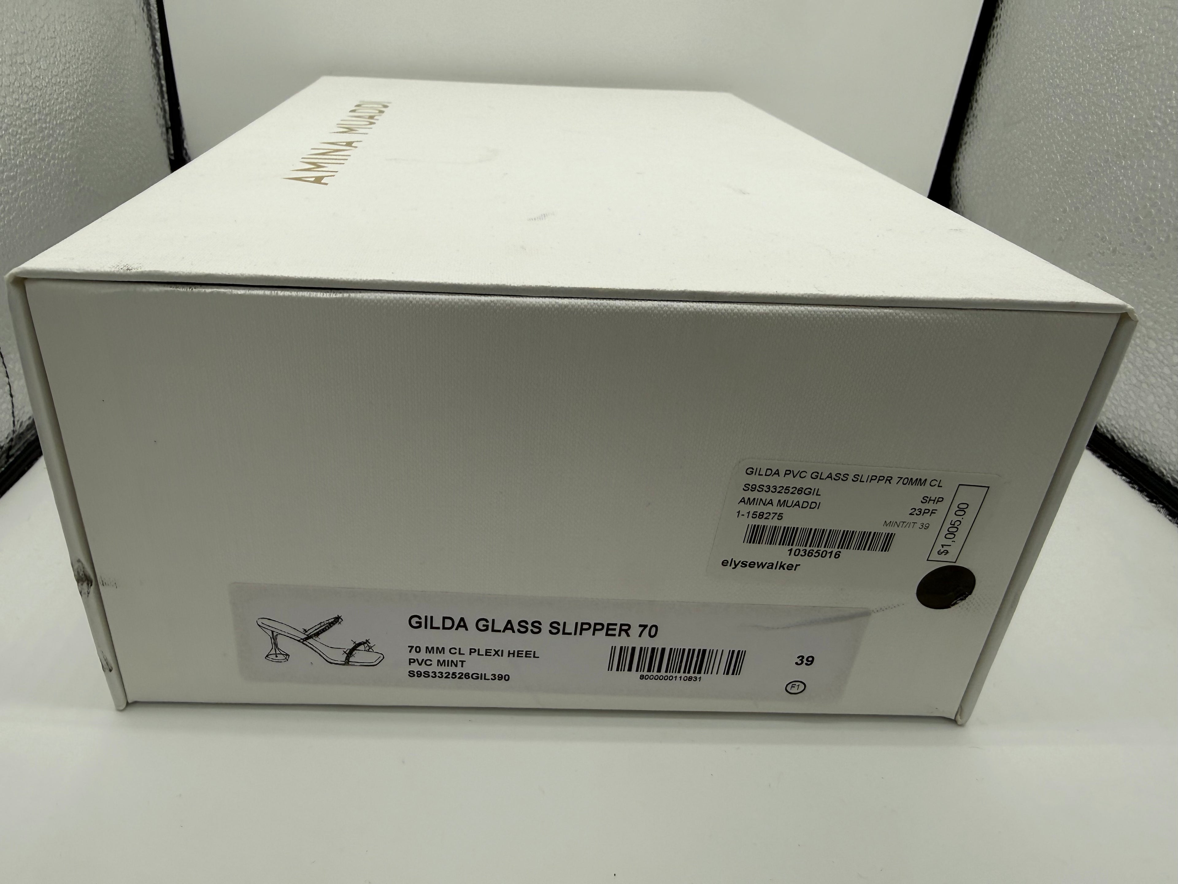 Amina Muaddi Gilda Glass Slippers 70mm in Mint - Size 39 Brand New