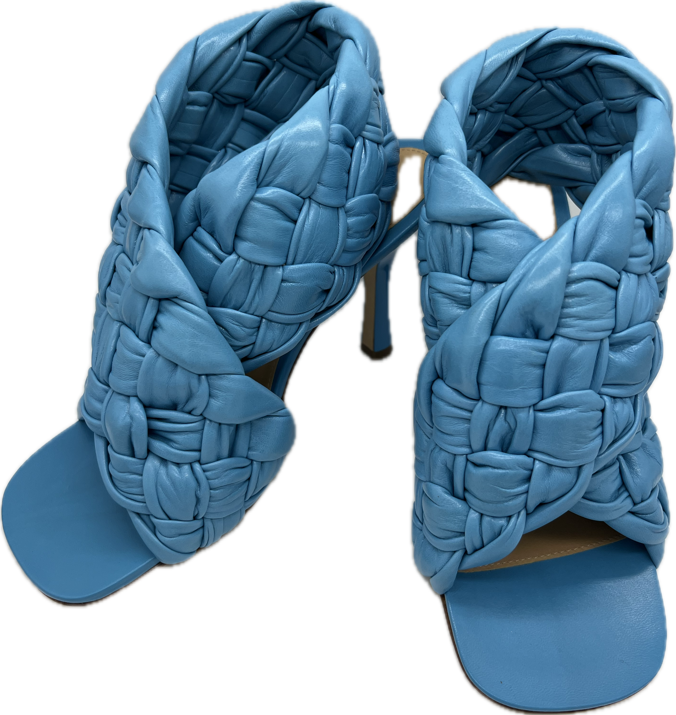 Bottega Veneta Shiny Nappa Intrecciato The Board Sandals Sky Blue (EU 39.5/US 9.5) *Brand New*