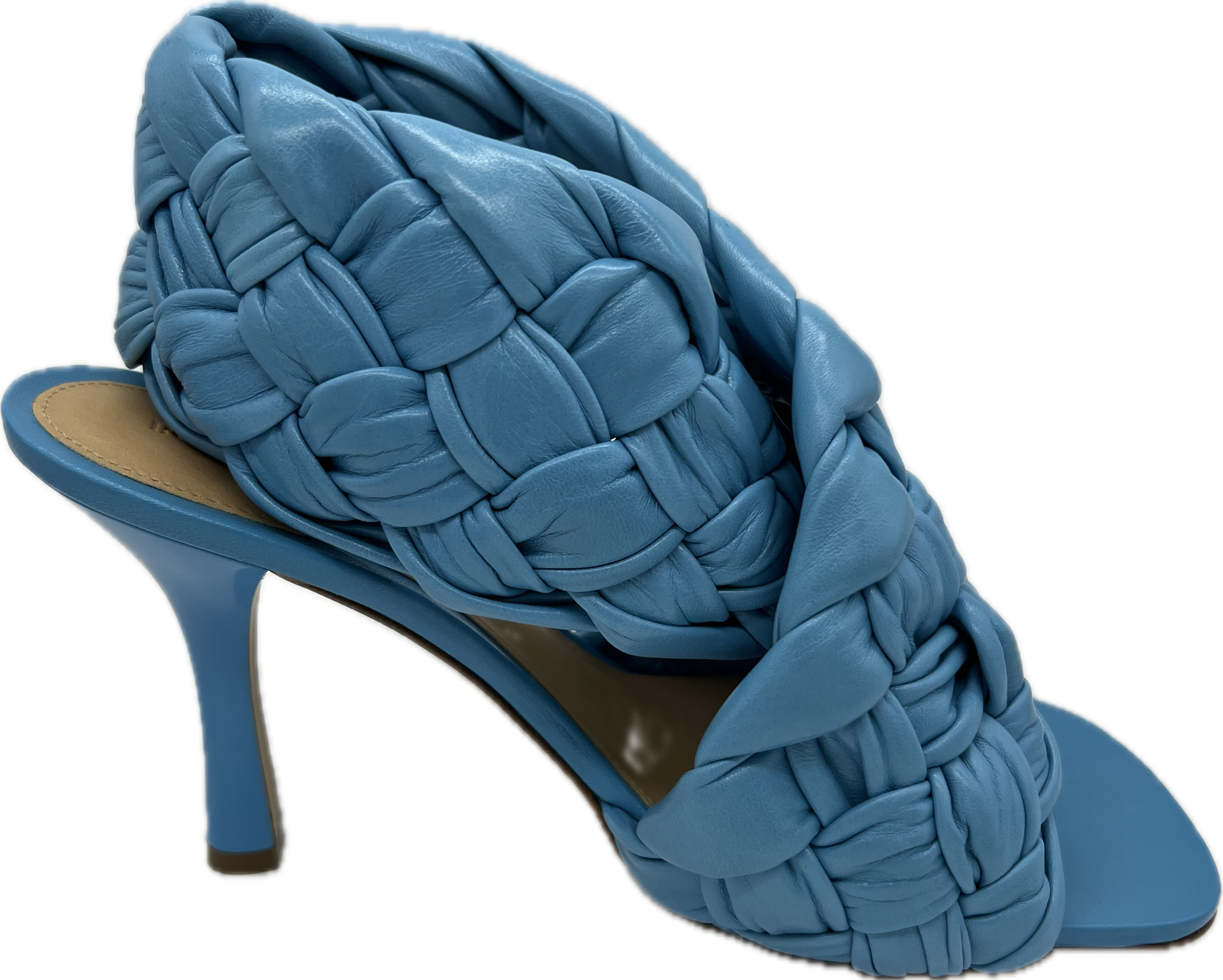 Bottega Veneta Shiny Nappa Intrecciato The Board Sandals Sky Blue (EU 39.5/US 9.5) *Brand New*