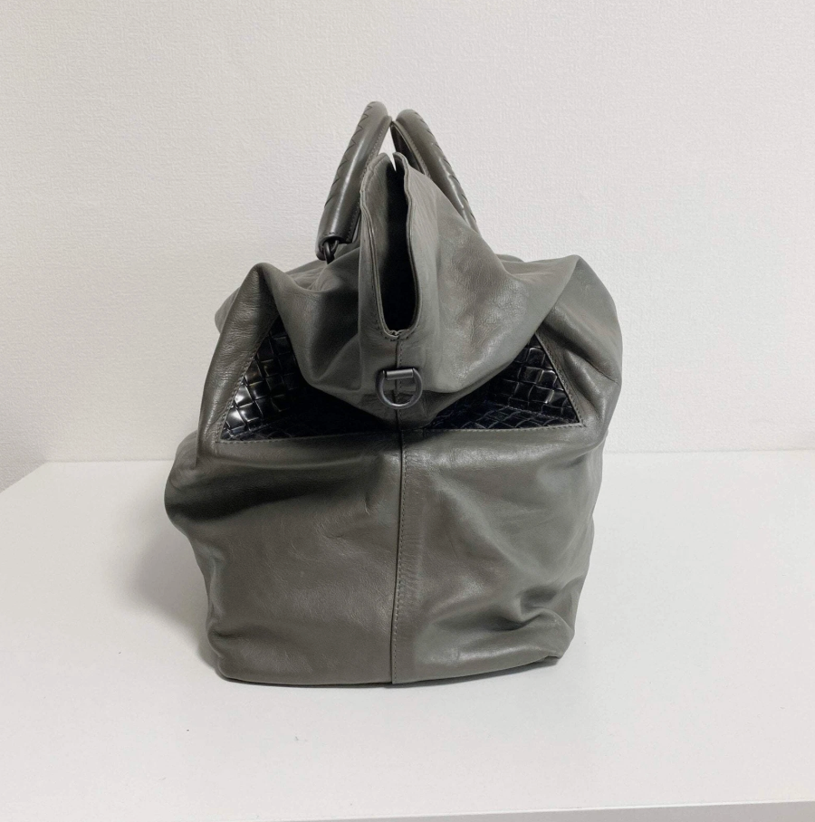 BOTTEGA VENETA Intrecciato Grey Boston Bag *Vintage*