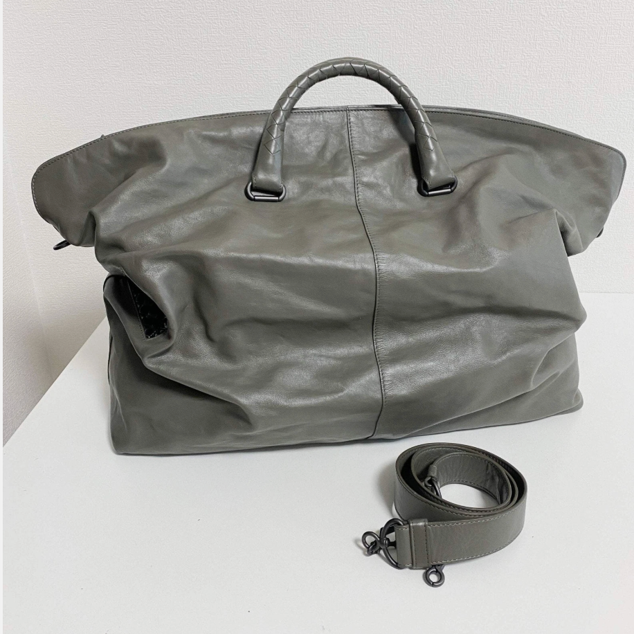 BOTTEGA VENETA Intrecciato Grey Boston Bag *Vintage*