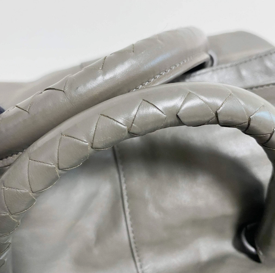 BOTTEGA VENETA Intrecciato Grey Boston Bag *Vintage*