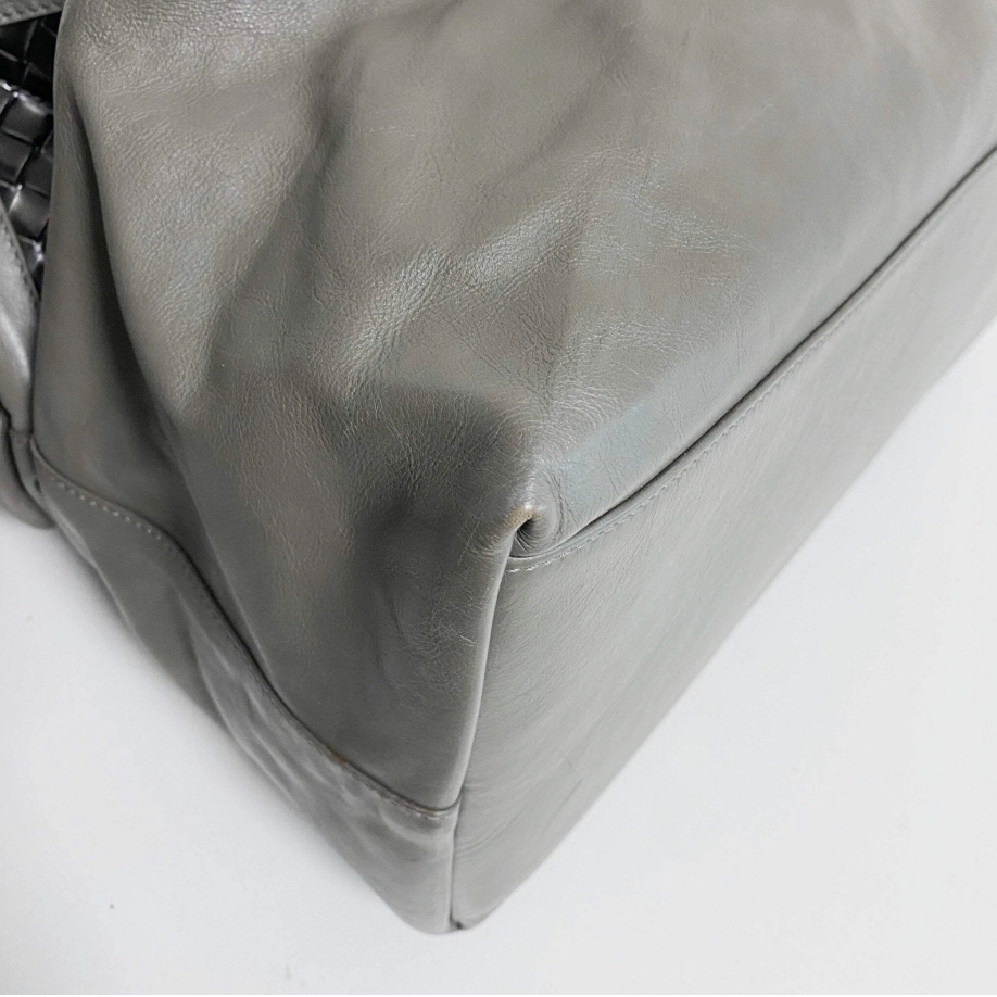 BOTTEGA VENETA Intrecciato Grey Boston Bag *Vintage*