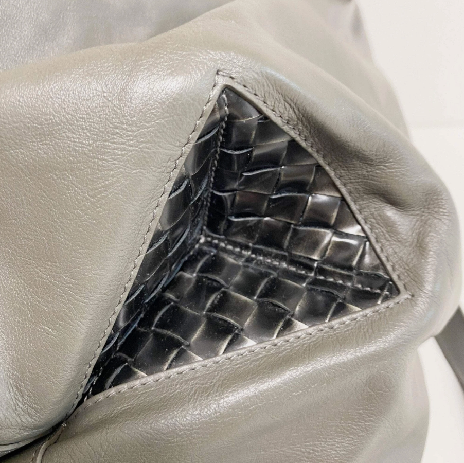 BOTTEGA VENETA Intrecciato Grey Boston Bag *Vintage*