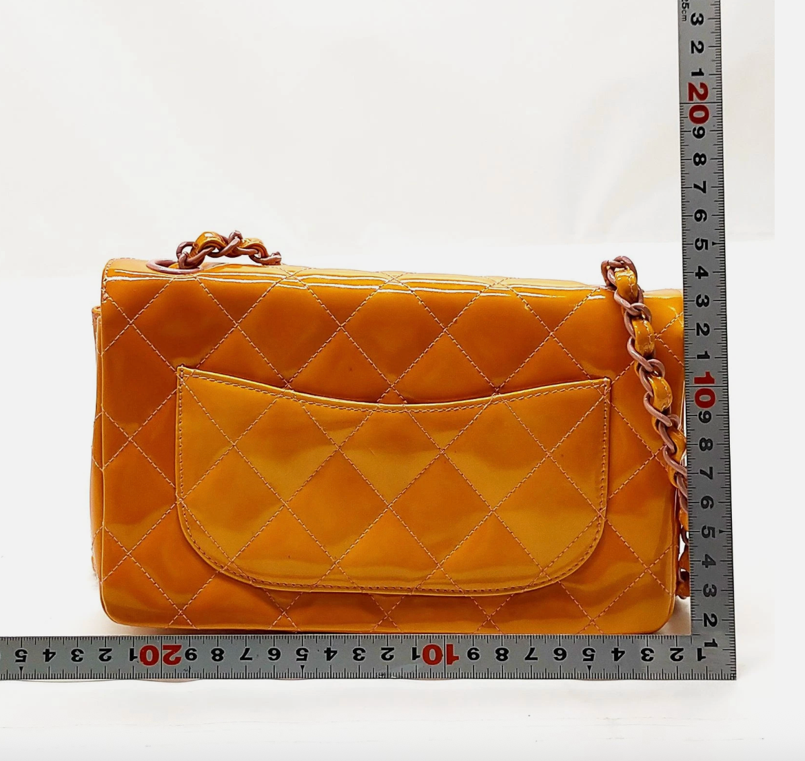 Chanel Patent Calfskin Quilted Mini Rectangular Flap Bag Orange & Pink *Vintage*