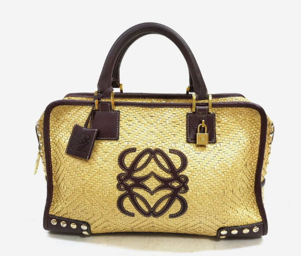 LOEWE Straw Amazona Beige and Brown Handbag *Vintage*