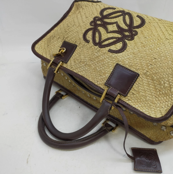 LOEWE Straw Amazona Beige and Brown Handbag *Vintage*