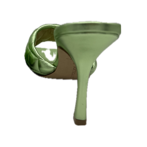 Bottega Veneta Metallic Pistachio Green Quilted Padded Mule Sandals - Size 39 *Brand New*