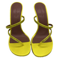 Amina Muaddi Crystal-Embellished Satin Sandals in Citrine Yellow - Size 39 *Brand New*